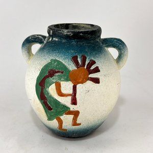 Kokopelli Spirit Dancer Vase Southwest Stoneware Pottery Music Hand Painted